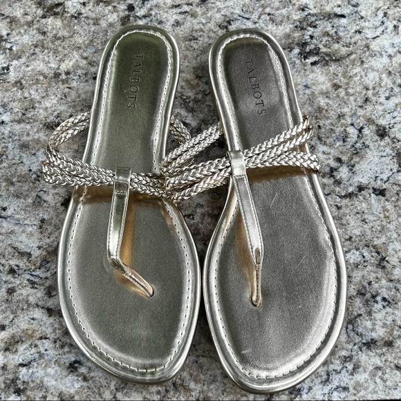 Talbots Womens Gold T Strap Flip Flop Sandals Size 10 - Picture 1 of 6